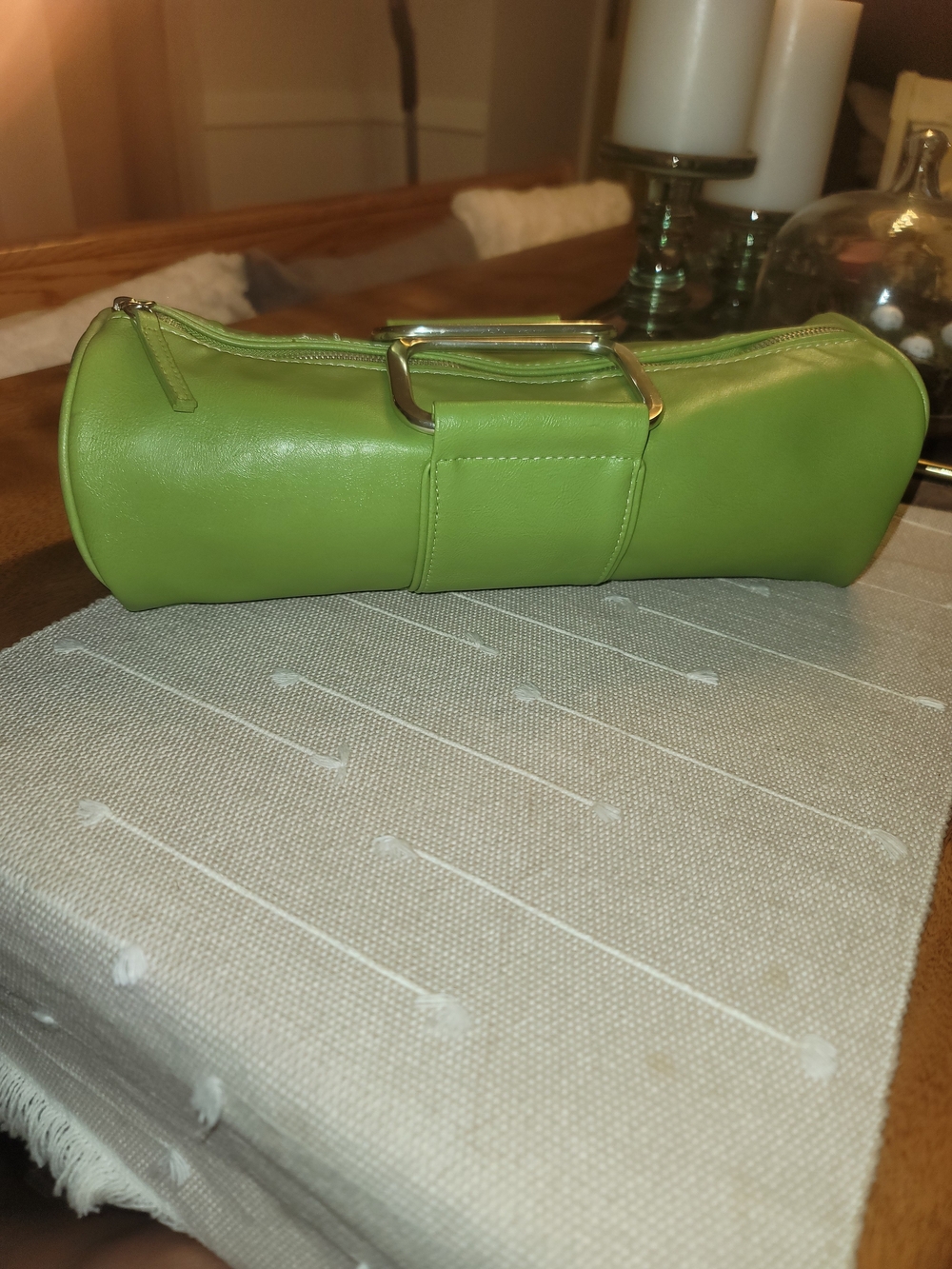 Vintage ALDO Lime Green Barrel Clutch Bag
